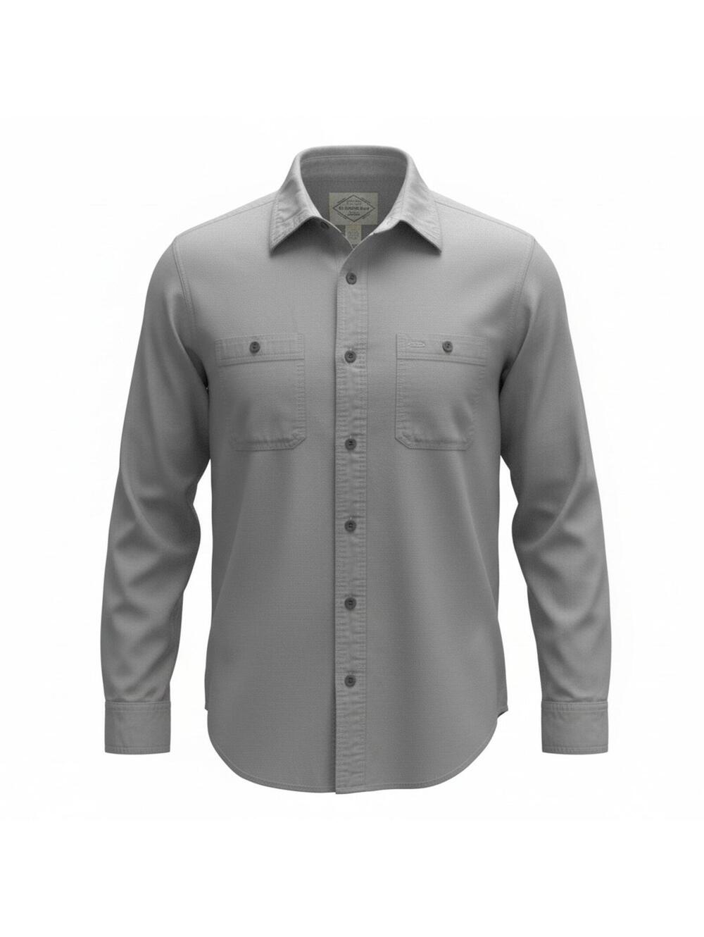 90s Vintage 100% Cotton Gray Work Shirt M Long-sleeve Rugged